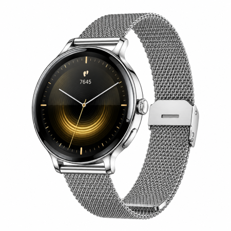 Bratari si Ceasuri Sport - Brățară Inteligentă iSEN KM85, Argintiu, 1.43” AMOLED 466×466, Bluetooth 5.3, Puls, Monitorizare Tensiune, Somn, Moduri Sport, Control Muzică, Notificări, Baterie 200mAh