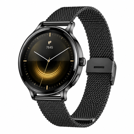 Bratari si Ceasuri Sport - Brățară Inteligentă iSEN KM85, Negru, 1.43” AMOLED 466×466, Bluetooth 5.3, Puls, Monitorizare Tensiune, Somn, Moduri Sport, Control Muzică, Notificări, Baterie 200mAh