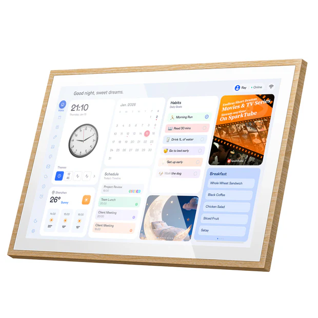 Noutati - Calendar Digital Inteligent Blackview NEST 10, Lemn Natural, Ecran 10.1" HD+ Touch, WiFi 6, Sincronizare Google & iCloud Calendar, Ramă Foto Digitală