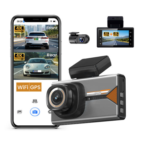 iSEN - Cameră Auto DVR iSEN H006, Negru, Dual Cam 4K Față + 4K Spate, Ecran 3", WiFi, GPS, G-Sensor, Parking Monitor, Suport Card 256GB