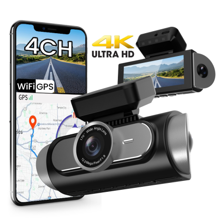 Cameră Auto DVR iSEN M88PRO, 4 Canale, 4K + 3×1080P, GPS, WiFi, G-Sensor, Monitorizare Parcare, Ecran 3.39", Înregistrare Față/Spate/Lateral [1]