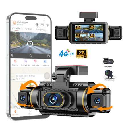 iSEN M77 4G LTE Autós Menetrögzítő Kamera, 4 Kamera 2K + 3×1080P, GPS, ADAS, BSD, WiFi, 3" IPS Érintőkijelző, Távoli Felügyelet [1]