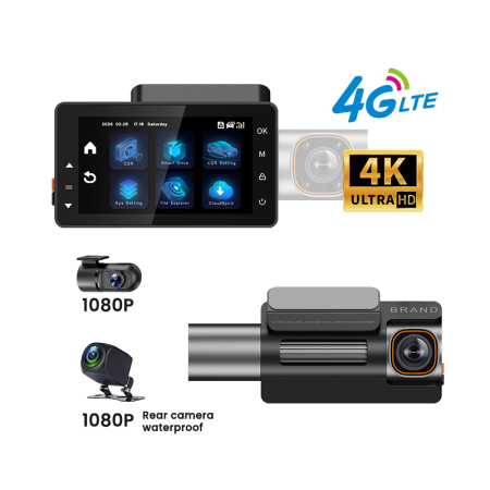 Camere auto DVR - Cameră Auto iSEN K5000 Dash Cam 4G LTE, Quad Cameră 2K + 1080P, Ecran 3", 256MB RAM, 512MB ROM, GPS, WiFi, ADAS, BSD, Monitorizare Parcare