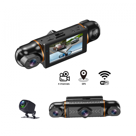 iSEN M99 Cameră auto Quad, 4 lentile, 3" IPS, 1080P FHD, 4K 25fps, WiFi, GPS, G-senzor, Viziune pe timp de noapte, Asistent la mersul înapoi, Înregistrare în buclă [1]