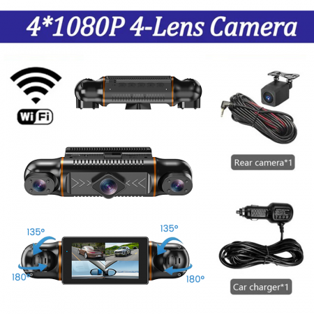 iSEN M99 Cameră auto Quad, 4 lentile, 3" IPS, 1080P FHD, 4K 25fps, WiFi, GPS, G-senzor, Viziune pe timp de noapte, Asistent la mersul înapoi, Înregistrare în buclă [2]