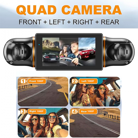 iSEN M99 Cameră auto Quad, 4 lentile, 3" IPS, 1080P FHD, 4K 25fps, WiFi, GPS, G-senzor, Viziune pe timp de noapte, Asistent la mersul înapoi, Înregistrare în buclă [3]