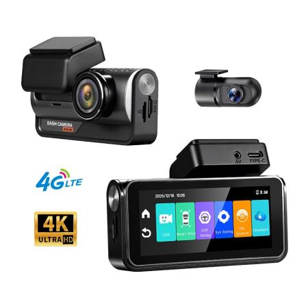 Camere auto DVR - Cameră Auto iSEN Z66 Dash Cam 4G LTE, Dual Cameră 4K + 1080P, Ecran 2", 128MB RAM, 128MB ROM, GPS, WiFi, ADAS, BSD, Monitorizare Parcare
