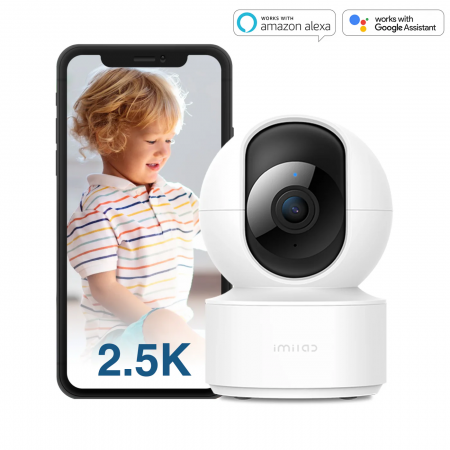 Camere Supraveghere Wireless - Camera de supraveghere Smart Xiaomi IMILAB C21, Alb, 2.5K, 360°, Detectie miscare, Night Vision, WiFi, Asistare vocala, Aplicatie dedicata
