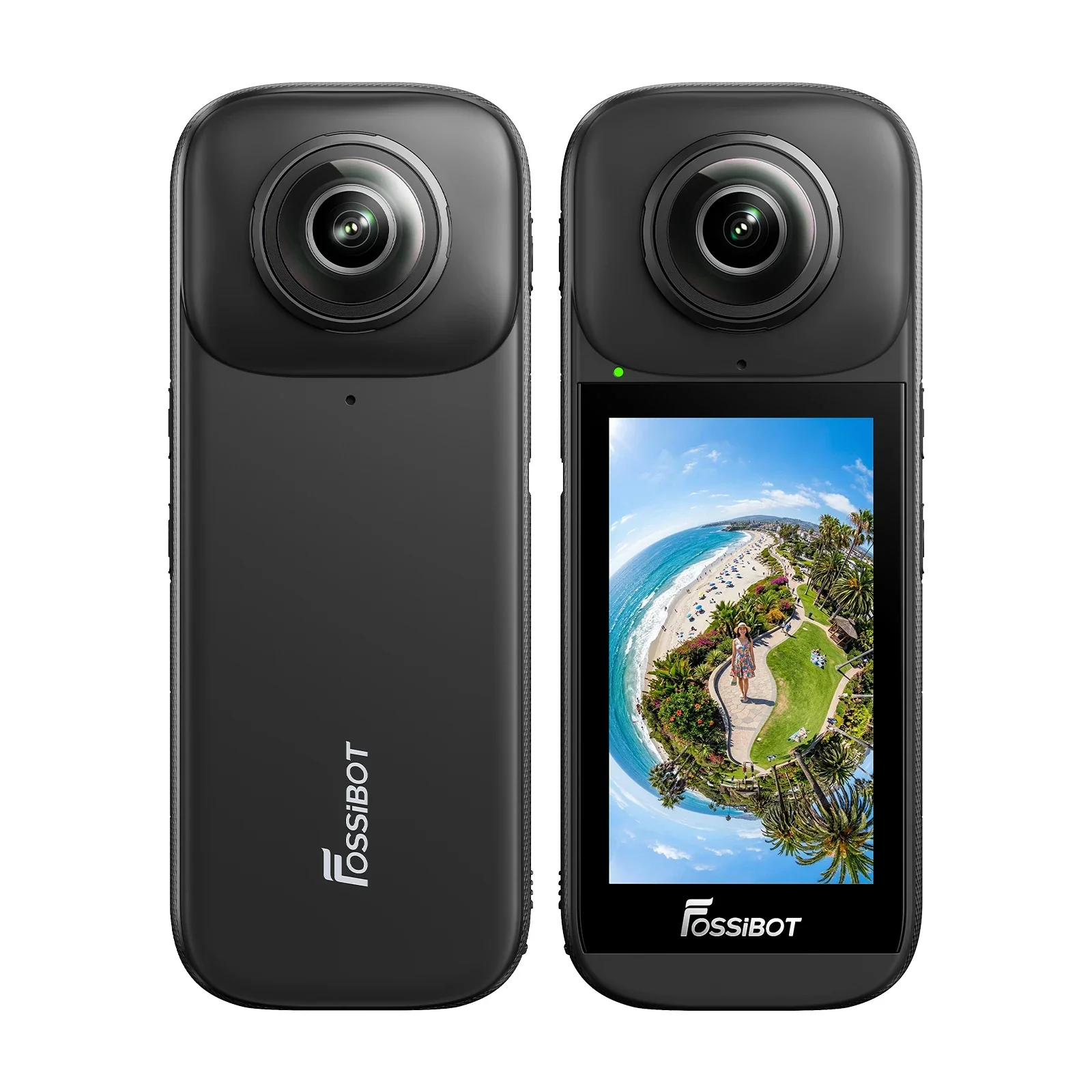 Mini Video Camera - FOSSiBOT FC360 360° Panoramic Camera, Dual 48MP Lens, 8K Video, 3" LCD, Dual Band WiFi, Bluetooth 5.0, 1800mAh Battery