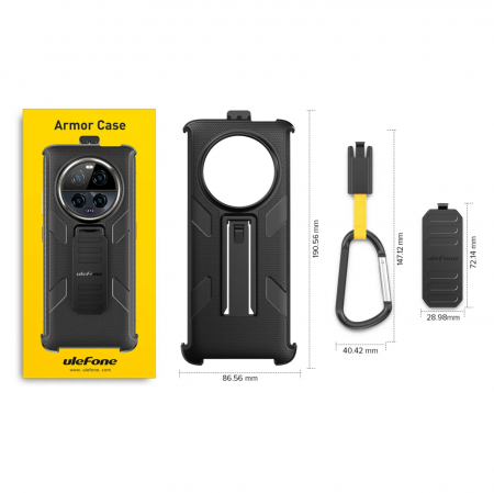 Carcasa de protectie multifunctionala pentru Ulefone Armor 23 Ultra cu clema detasabila rotativa 180° si carabina [2]