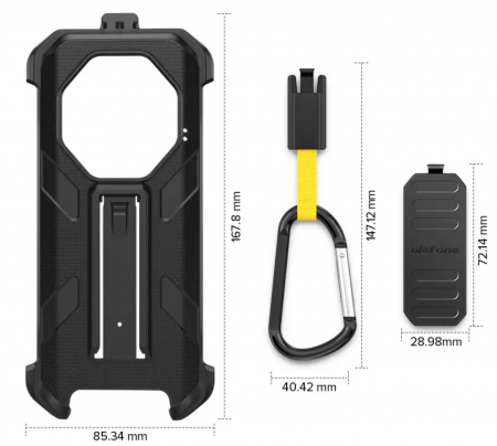 Phone accessories - Case for Ulefone ARMOR X32 Series, Black, PC, 360° Protection, Rotating Clip, Carabiner, Multifunctional