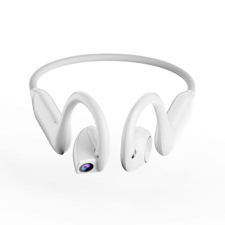 Căști Bluetooth AI iSEN E900, Alb, Cameră Sony 8MP, Open-Ear, Bluetooth 5.4, WiFi, 8GB, Traducere AI, Asistent Vocal, Reducere Zgomot Dual MIC, 220mAh [1]