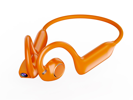 Vezeték nélküli fejhallgató - iSEN E900 AI Bluetooth Fülhallgató, Narancssárga, Sony 8MP Kamera, Open-Ear, Bluetooth 5.4, WiFi, 8GB Tárhely, AI Fordítás, Hangasszisztens, Kettős Mikrofon, 220mAh