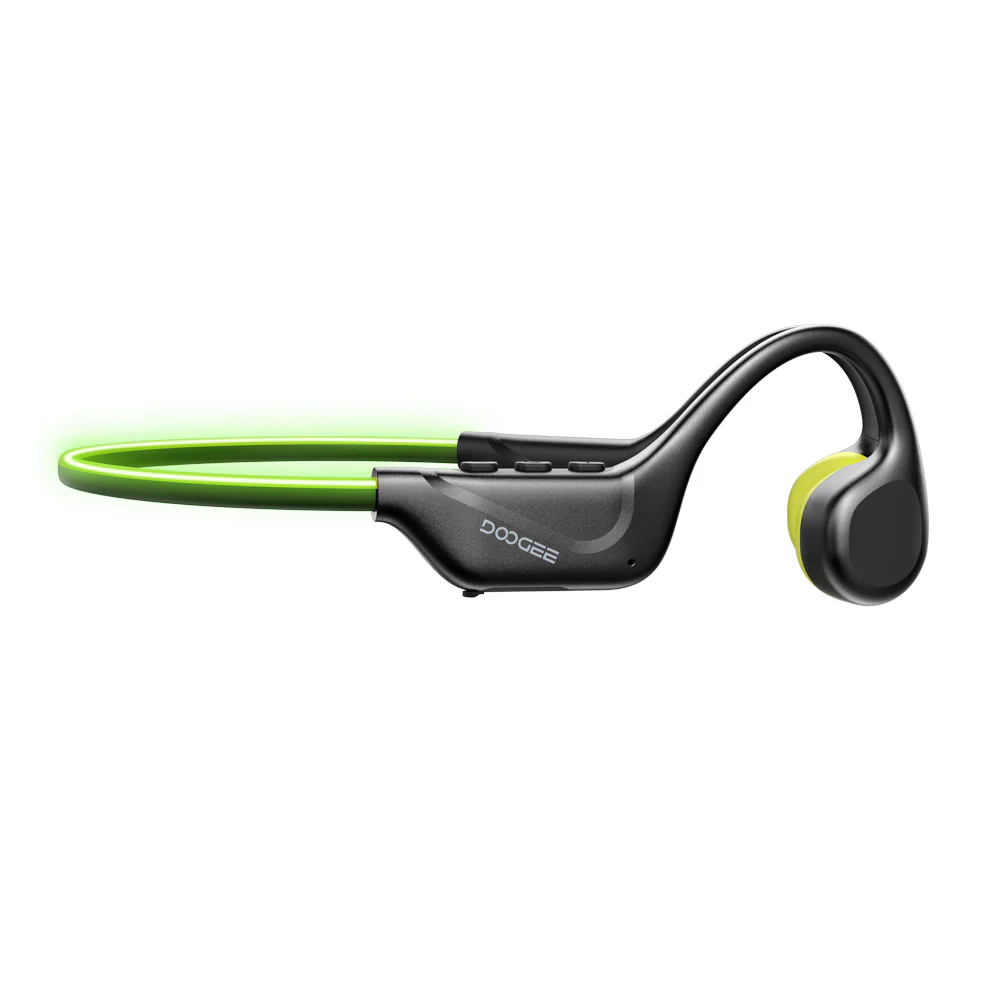 DOOGEE BoneBeat Run Ray Open-Ear Headphones, Black, Bluetooth 6.0, LED Safety Light, IP66, 10h Playtime, Dual Device [4]