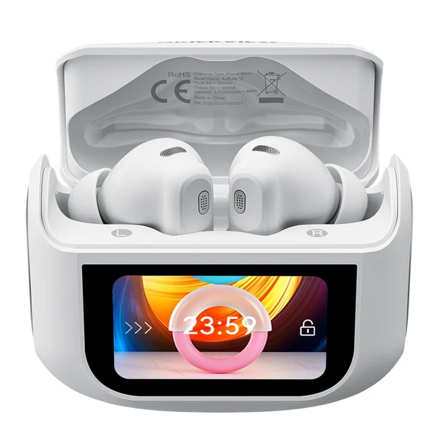 Blackview AirBuds 12 Vezeték Nélküli Fülhallgató, Fehér, Bluetooth 5.4, 10mm Dinamikus Meghajtó, AAC/SBC, IPX7, 400mAh Töltőtok, USB Type-C [1]