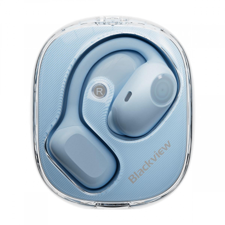 Casti wireless open-ear Blackview AirBuds 100 cu cutie de incarcare 500mAh, Bluetooth 5.3, Ice Blue [1]