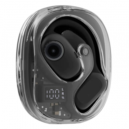 Vezeték nélküli open-ear Blackview AirBuds 100 fülhallgató 500mAh töltőtokkal, Bluetooth 5.3, Onyx Black [1]