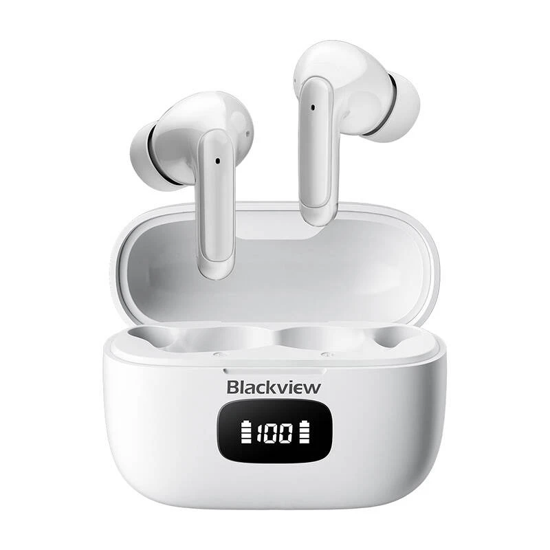 Casti - Căști wireless in-ear Blackview AirBuds 8 TWS Alb cu cutie de încărcare, Display LED, Control tactil, ANC, Mod Ambient Sound, IPX7