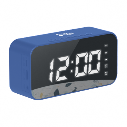 Lifestyle - Ceas digital wireless iSEN S15, Albastru, Bluetooth, Termometru, Display Led, Alarma, Radio FM, Difuzoare HD, Redare TF Card, 1200mAh