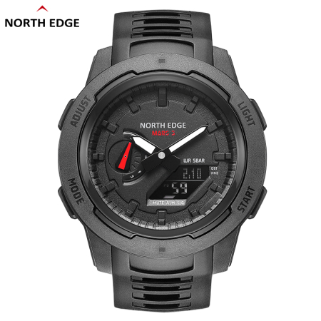 North Edge Mars 3 Watch, Black, FSTN Screen, CR2016 Battery, Stopwatch, Luminous Hand, Carbon Fiber/Stainless Steel Case, TPU Strap [4]