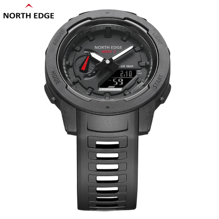 North Edge Mars 3 Watch, Black, FSTN Screen, CR2016 Battery, Stopwatch, Luminous Hand, Carbon Fiber/Stainless Steel Case, TPU Strap [3]