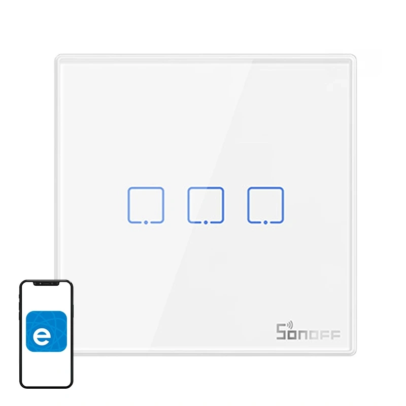 Gadgets - Comutator de lumina fara fir Sonoff T2EU3C-RF 433MHz (3 canale)