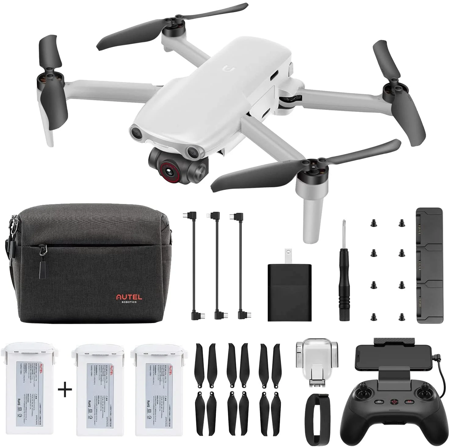 Drone cu Camera - Drona pliabila Autel Evo Nano+ Premium, Alb, 4K, 48MP, 1/2" CMOS, Gimbal pe 3 axe, GPS, 28 min timp zbor, Slot memorie, 2250 mAh