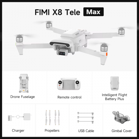 Drona pliabilă FIMI X8 Tele Max, 4K/60fps, 48MP, RokLink 5.0 20km, Zoom hibrid 30x, Gimbal pe 3 axe, Înălțime zbor 5000m, Viteza 18m/s, Smart Tracking, GPS, Super Night Video, Android 9.0/iOS 12.0 [5]