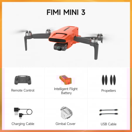 Xiaomi FIMI MINI 3 összecsukható drón, 4K, 48MP, SoLink 9Km, 12x Zoom, 3 tengelyes Gimbal, repülési magasság 800m, sebesség 18m/s, intelligens nyomkövető, Gimbal, GPS [4]