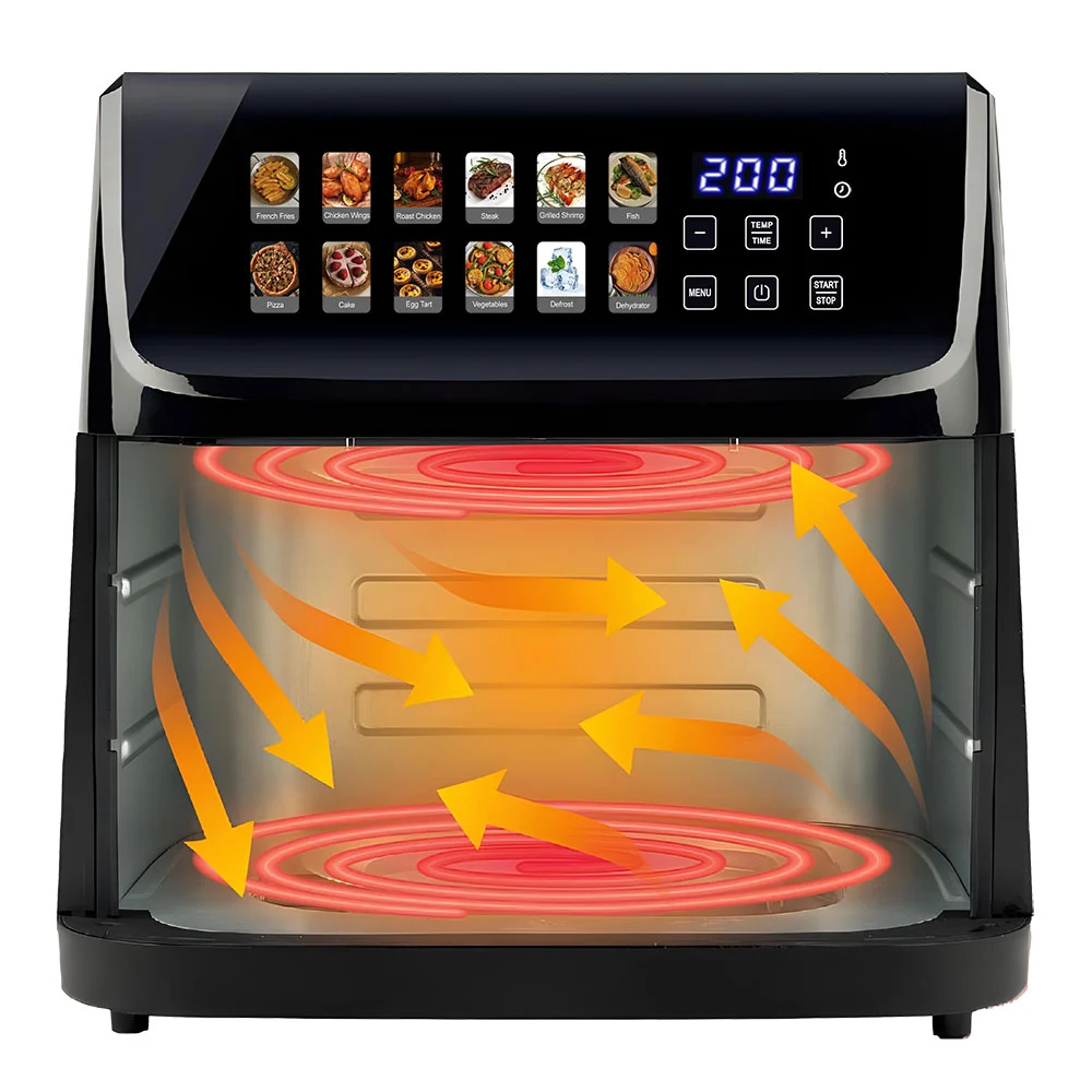 Friteuză cu Aer Cald iHunt Bro Air Fryer, 11L, 2300W, Ecran Touch LED, Încălzire 360°, Dublă Încălzire, Temperatură Reglabilă 80-200°C, Timer [10]