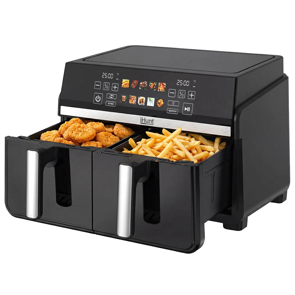 iHunt Bro Dual Air Fryer Hot Air Fryer, 10L, 2200W, Dual Zone, LED Touch Display, Adjustable Temperature 80-200°C, Timer [1]
