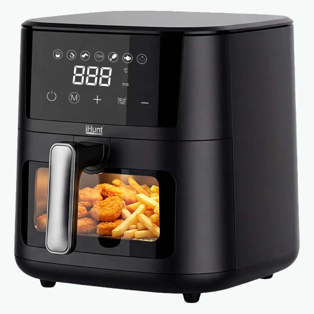 Friteuză cu Aer Cald iHunt Bro Air Fryer Ultra, 4.2L, 1200W, Temperatură Reglabilă, Timer, Dezghețare, Menținere la Cald, Geam Vizualizare [2]