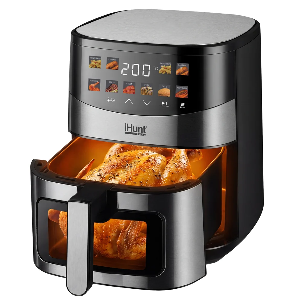 Friteuză cu Aer Cald iHunt Bro Air Fryer Ultra, 6.5L, 1500W, Display Digital, Temperatură Reglabilă 80-200°C, Timer, Menținere la Cald, Geam Vizualizare [3]