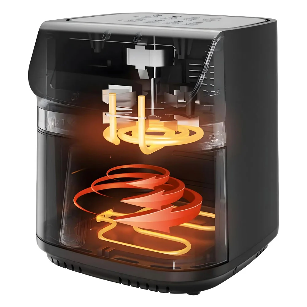 Friteuză cu Aer Cald iHunt BRO Air Fryer II Ultra, 9L, 2200W, Ecran Touch LED, Temperatură Reglabilă, Timer, Menținere la Cald, Recipient Antiaderent [8]