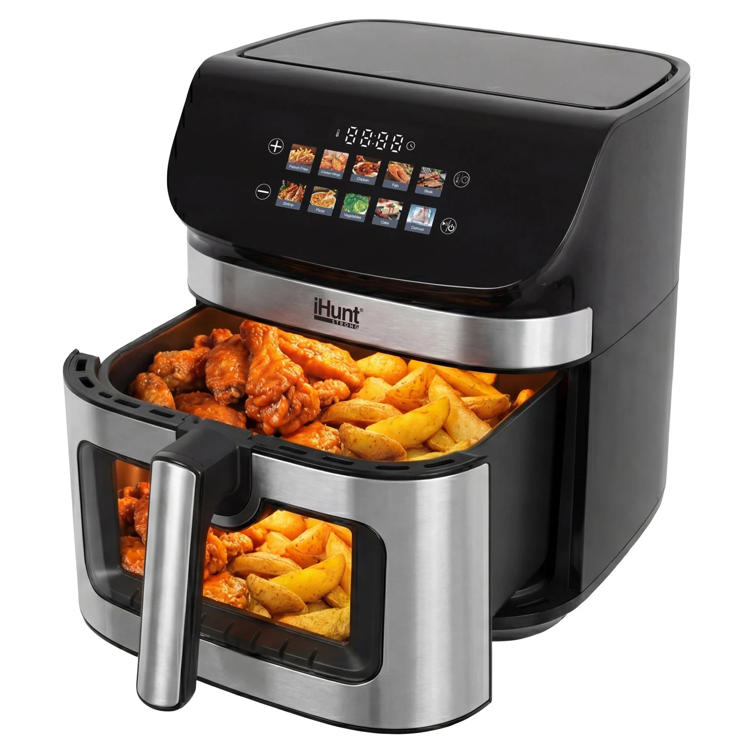 Friteuză cu Aer Cald iHunt BRO Air Fryer II Ultra, 9L, 2200W, Ecran Touch LED, Temperatură Reglabilă, Timer, Menținere la Cald, Recipient Antiaderent [9]