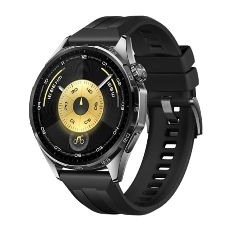 Bratari si Ceasuri Sport - HUAWEI WATCH GT 6 46mm Black Stainless Steel Case, Curea Black Fluoroelastomer