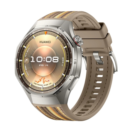 Bratari si Ceasuri Sport - HUAWEI WATCH GT 6 Pro 46mm Titanium Alloy Case, Curea Brown Woven