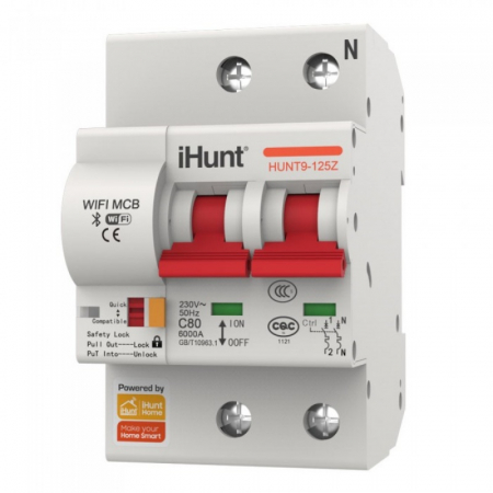 Smart Home - Siguranta automata inteligenta iHunt Home WIFI Smart Circuit Breaker 2P 32A, WIFI 2.4G, Control din aplicatie