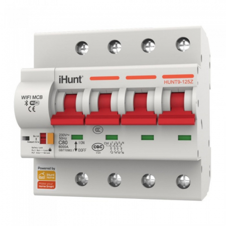 Smart Home - Siguranta automata inteligenta iHunt Home WIFI Smart Circuit Breaker 4P 40A, WIFI 2.4G, Control din aplicatie