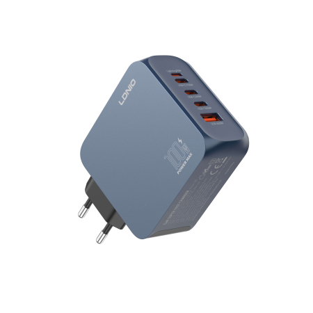 Accesorii Telefoane - Încărcător LDNIO Q8 100W GaN Fast Charger Negru, Încărcare rapidă PD, USB-A, 3x USB Type-C, Lightning, Multi-Protection