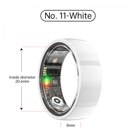iSEN - iSEN R1000 Smart Ring White, SpO2 & SMBP, Sleep / Heart Rate / Calorie Monitoring, Remote monitoring, Step and Distance Counter, Multi-Sport, 18mAh