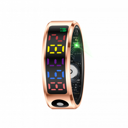 Inel inteligent iSEN R12 Auriu, Ritm cardiac, Oxigen in sange, HRV, Stres, Somn, Contor pași distanta si calorii, Temperatura, Moduri sport, Fotografi la distanta, Carcasa de incarcare, 16 mAh [1]