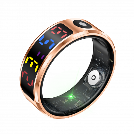Inel inteligent iSEN R12 Auriu, Ritm cardiac, Oxigen in sange, HRV, Stres, Somn, Contor pași distanta si calorii, Temperatura, Moduri sport, Fotografi la distanta, Carcasa de incarcare, 16 mAh [6]