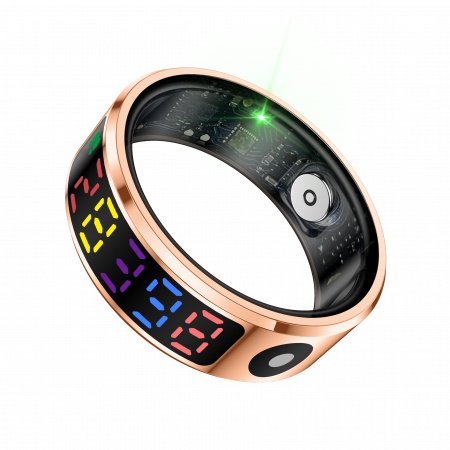 Inel inteligent iSEN R12 Auriu, Ritm cardiac, Oxigen in sange, HRV, Stres, Somn, Contor pași distanta si calorii, Temperatura, Moduri sport, Fotografi la distanta, Carcasa de incarcare, 16 mAh [2]