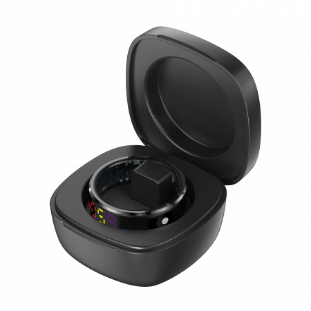 Inel inteligent iSEN R12 Negru, Ritm cardiac, Oxigen in sange, HRV, Stres, Somn, Contor pași distanta si calorii, Temperatura, Moduri sport, Fotografi la distanta, Carcasa de incarcare, 16 mAh [7]