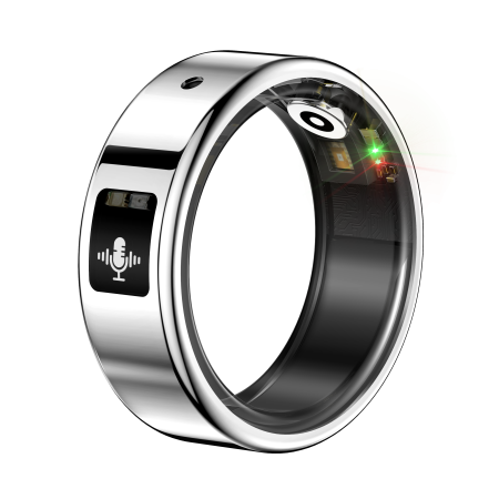 Bratari si Ceasuri Sport - Inel Inteligent iSEN SR116, Argintiu, Bluetooth 5.4, AI Recording, Traducere AI, Puls, SpO2, Monitorizare Somn, Control Video, IP68, LoraFit, Android și iOS