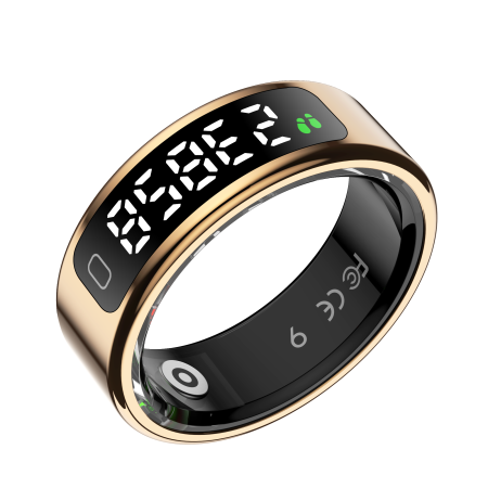 Inel Inteligent R11C, Auriu Roz, Bluetooth 5.2, Puls, SpO2, HRV, Monitorizare Stres și Somn, Moduri Sport, Control prin Gesturi, 1ATM, QRing, Autonomie 5–7 Zile [1]