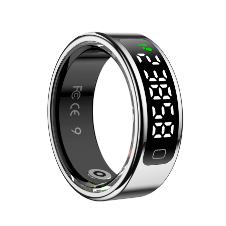 Inel Inteligent R11C, Argintiu, Bluetooth 5.2, Puls, SpO2, HRV, Monitorizare Stres și Somn, Moduri Sport, Control prin Gesturi, 1ATM, QRing, Autonomie 5–7 Zile