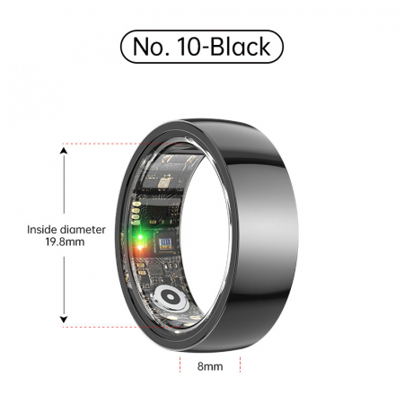 Inel inteligent iSEN R1000 Negru, SpO2 & SMBP, Monitorizare somn / ritm cardiac / calorii, Monitorizare de la distanta, Contor pași si distanta, Multi Sport, 18mAh [0]