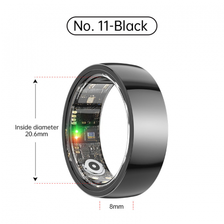 iSEN - iSEN R1000 Smart Ring Black, SpO2 & SMBP, Sleep / Heart Rate / Calorie Monitoring, Remote monitoring, Step and Distance Counter, Multi-Sport, 18mAh